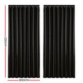 Artiss Blockout Curtains Eyelet 300x230cm Black Shine, Thermal Insulation, Noise Reduction - SuperSaverAU - view 2