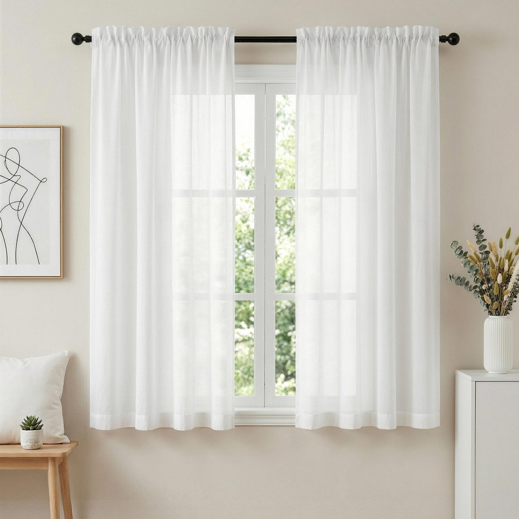 Artiss Blockout Curtains 2X 132x160cm Light Filtering Window Drapes Rod Pocket - SuperSaverAU - view 1