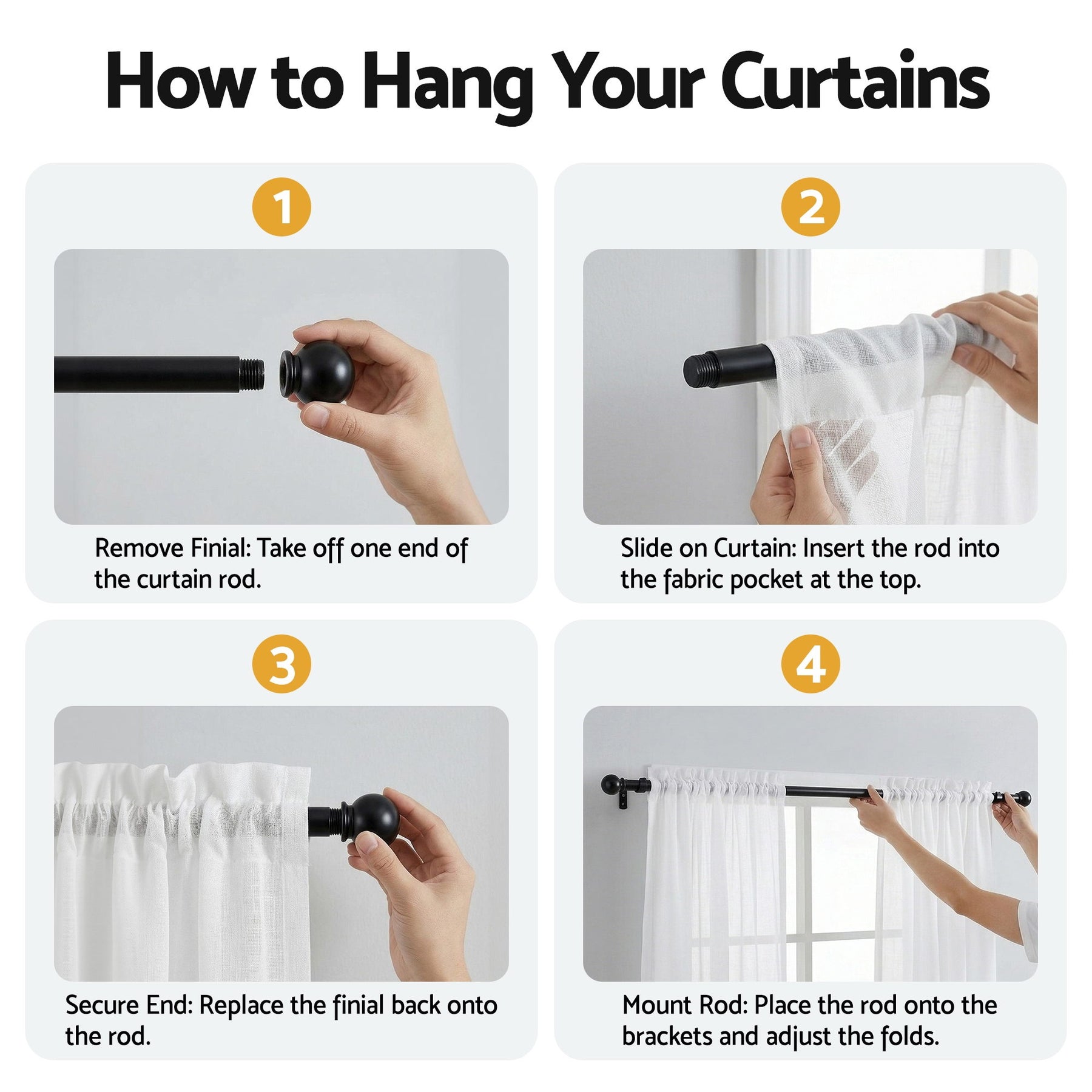 Artiss Blockout Curtains 2X 132x213cm Light Filtering Window Drapes Rod Pocket - SuperSaverAU - view 9