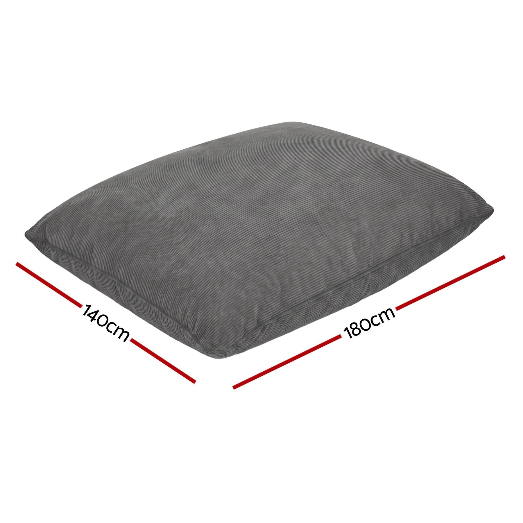 Artiss 3 in 1 Corduroy Bean Bag Chair Cover Grey