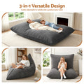 Artiss 3 in 1 Corduroy Bean Bag Chair Cover Grey
