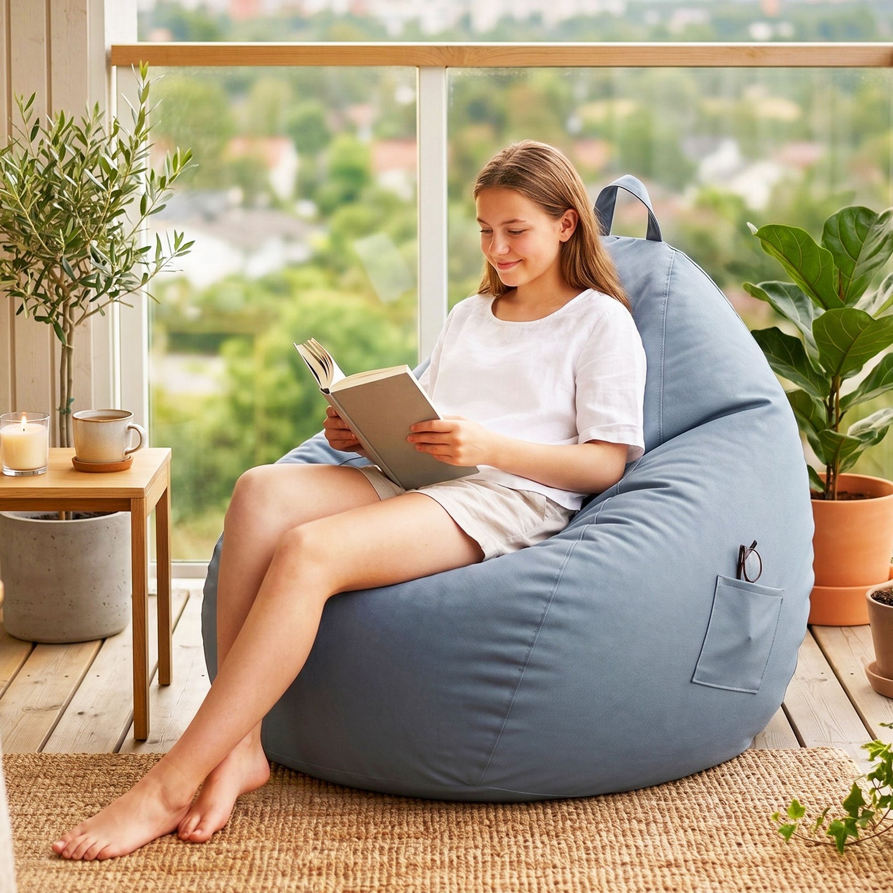 Artiss Splash-Proof Outdoor Bean Bag Chair Cover - Grey