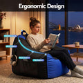 Artiss Gaming Bean Bag Chair Cover with Cup Holder - Blue & Black