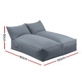 Artiss Outdoor 2 Seater Bean Bag Chair Cover Grey