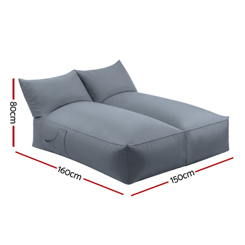 Artiss Outdoor 2 Seater Bean Bag Chair Cover Grey