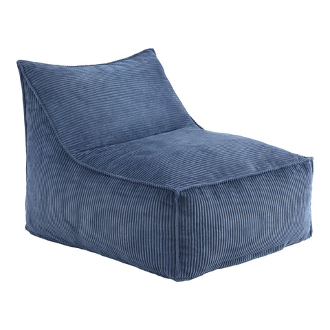 Artiss Corduroy L-Shaped Bean Bag Chair Cover - Blue