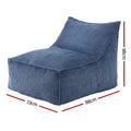 Artiss Corduroy L-Shaped Bean Bag Chair Cover - Blue