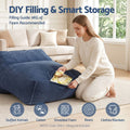 Artiss Corduroy L-Shaped Bean Bag Chair Cover - Blue