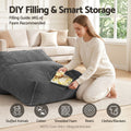 Artiss Corduroy L-Shaped Bean Bag Chair Cover - Grey