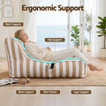 Artiss Outdoor L-Shaped Bean Bag Chair Cover - Taupe & White