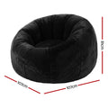 Artiss Faux Fur Round Bean Bag Chair Cover - Black