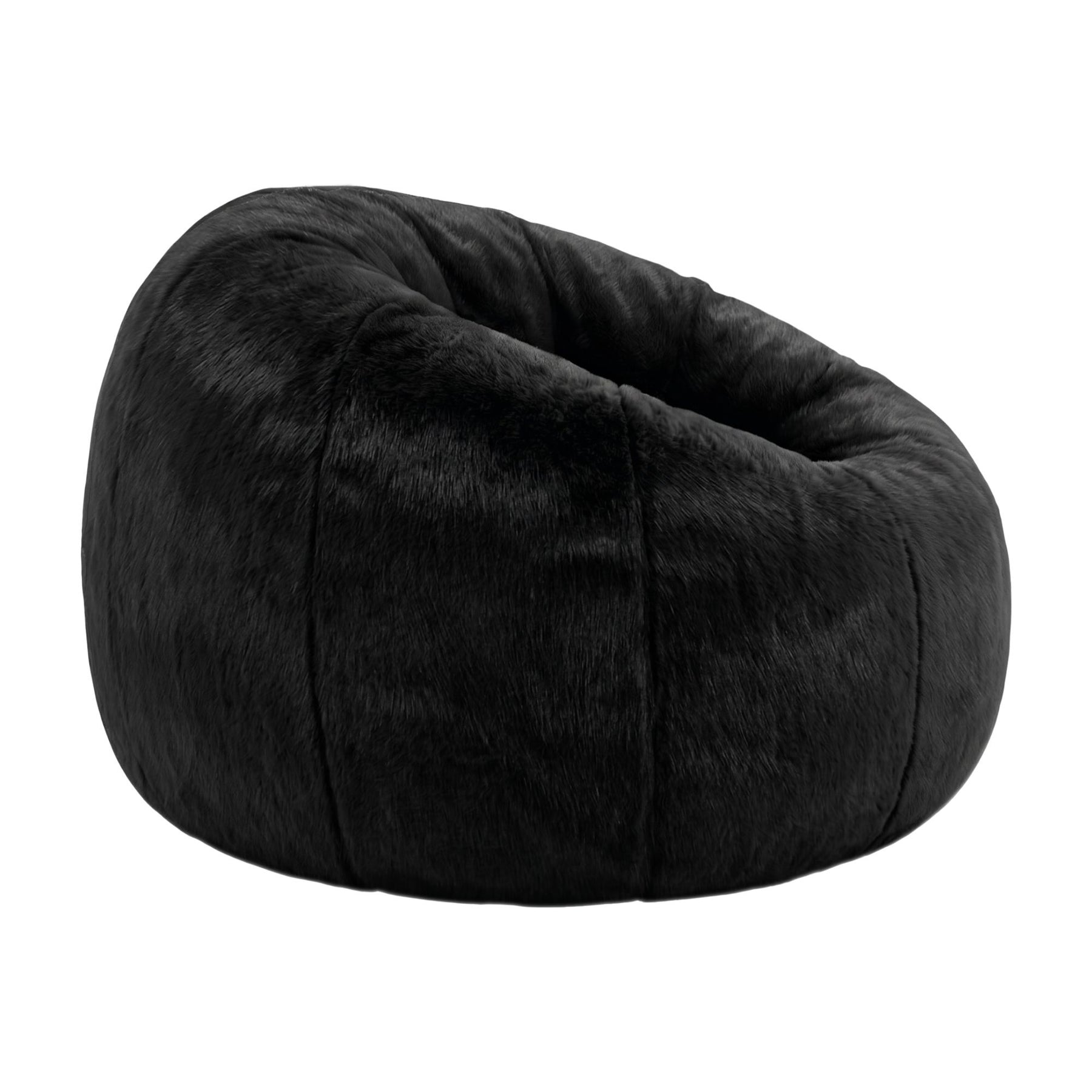 Artiss Faux Fur Round Bean Bag Chair Cover - Black