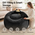 Artiss Faux Fur Round Bean Bag Chair Cover - Black