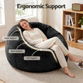 Artiss Faux Fur Round Bean Bag Chair Cover - Black