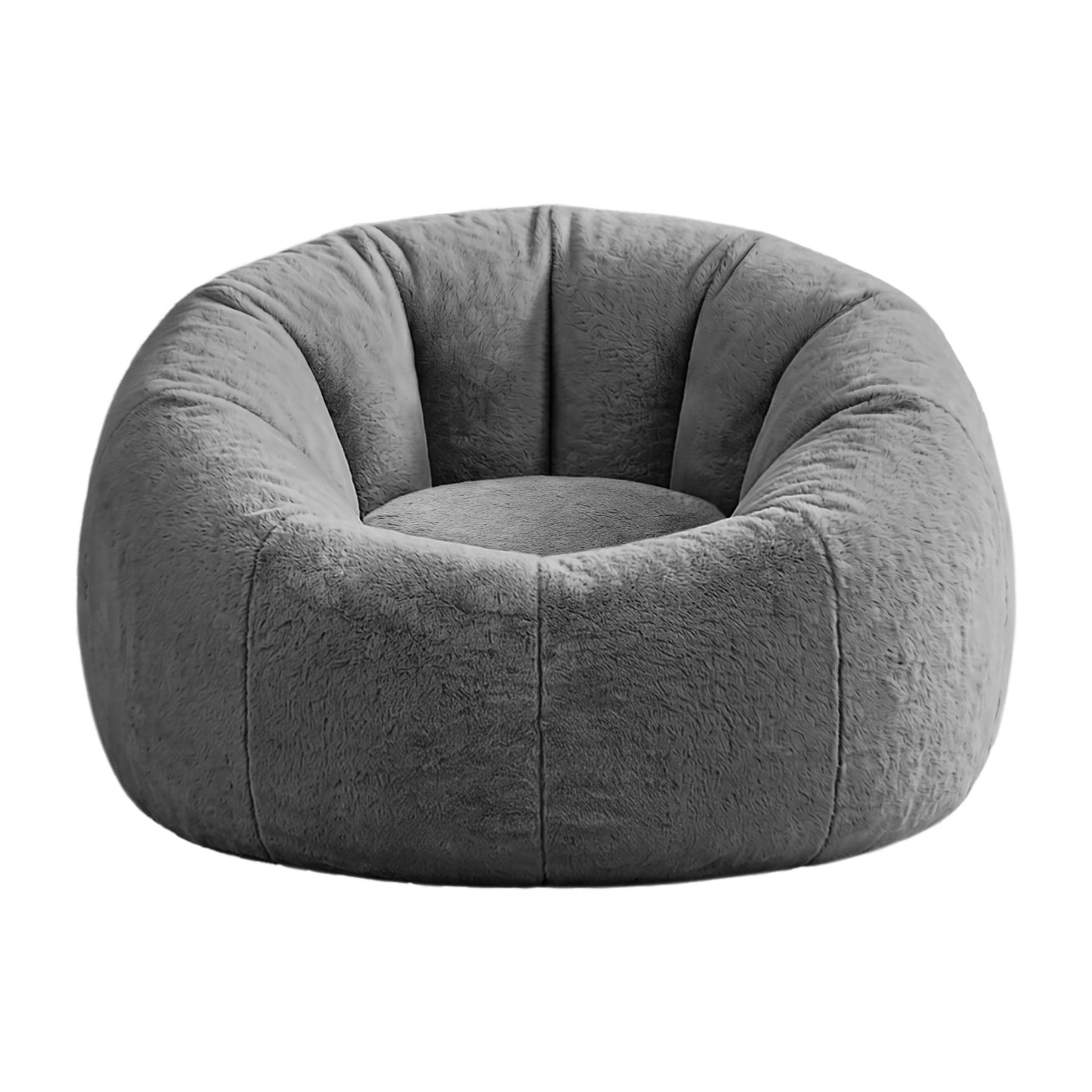 Artiss Faux Fur Round Bean Bag Chair Cover - Grey