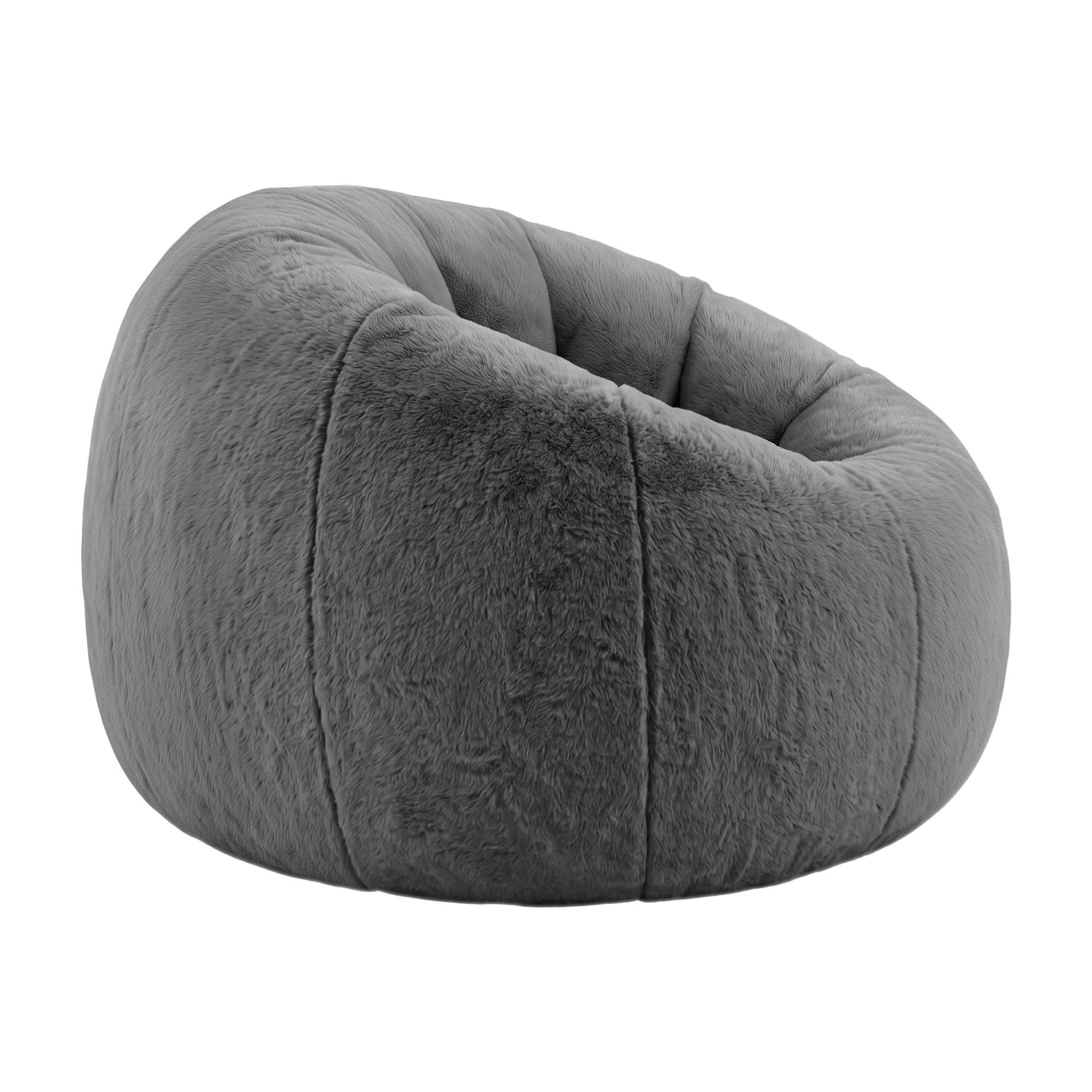 Artiss Faux Fur Round Bean Bag Chair Cover - Grey