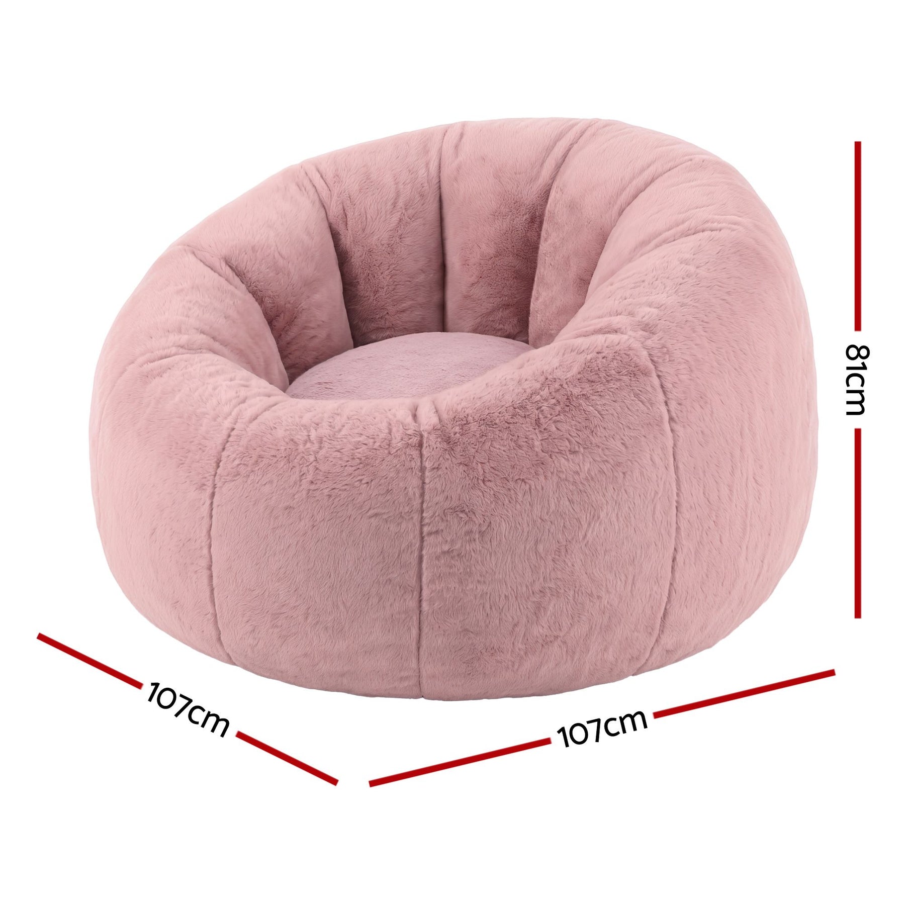 Artiss Faux Fur Round Bean Bag Chair Cover - Pink
