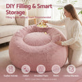 Artiss Faux Fur Round Bean Bag Chair Cover - Pink