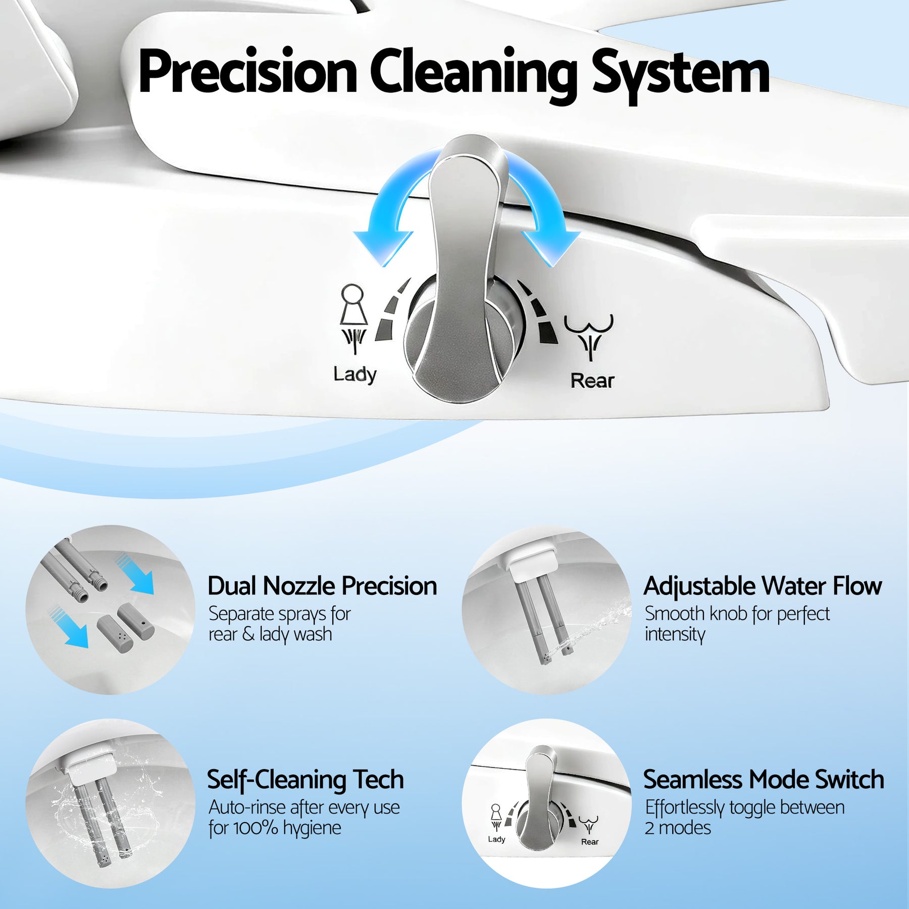 Cefito Non Electric Bidet Toilet Seat O-Shape Dual Nozzle Soft Close WaterMark DIY - SuperSaverAU - view 6
