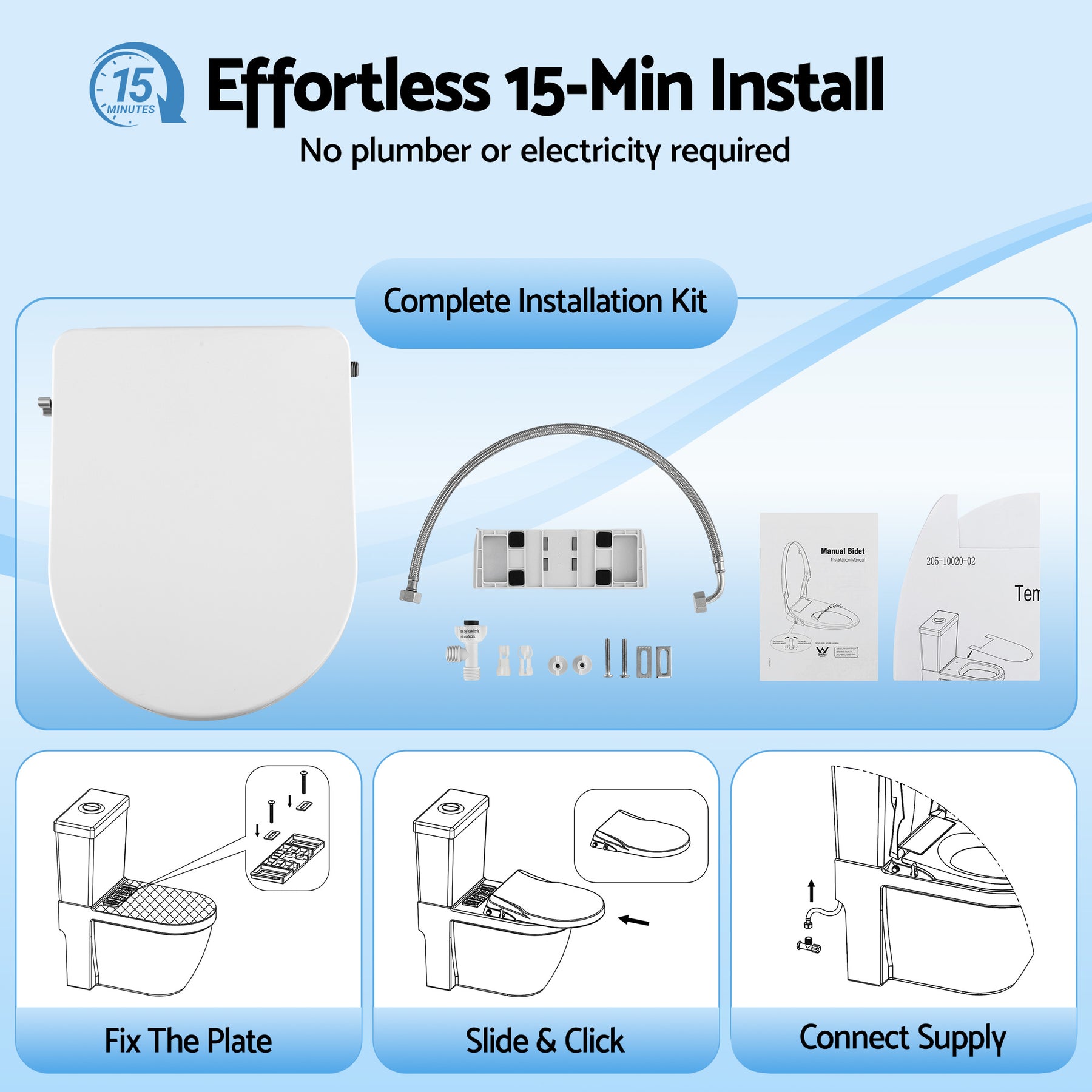 Cefito Non Electric Bidet Toilet Seat D-Shape Dual Nozzle Soft Close WaterMark DIY - SuperSaverAU - view 8
