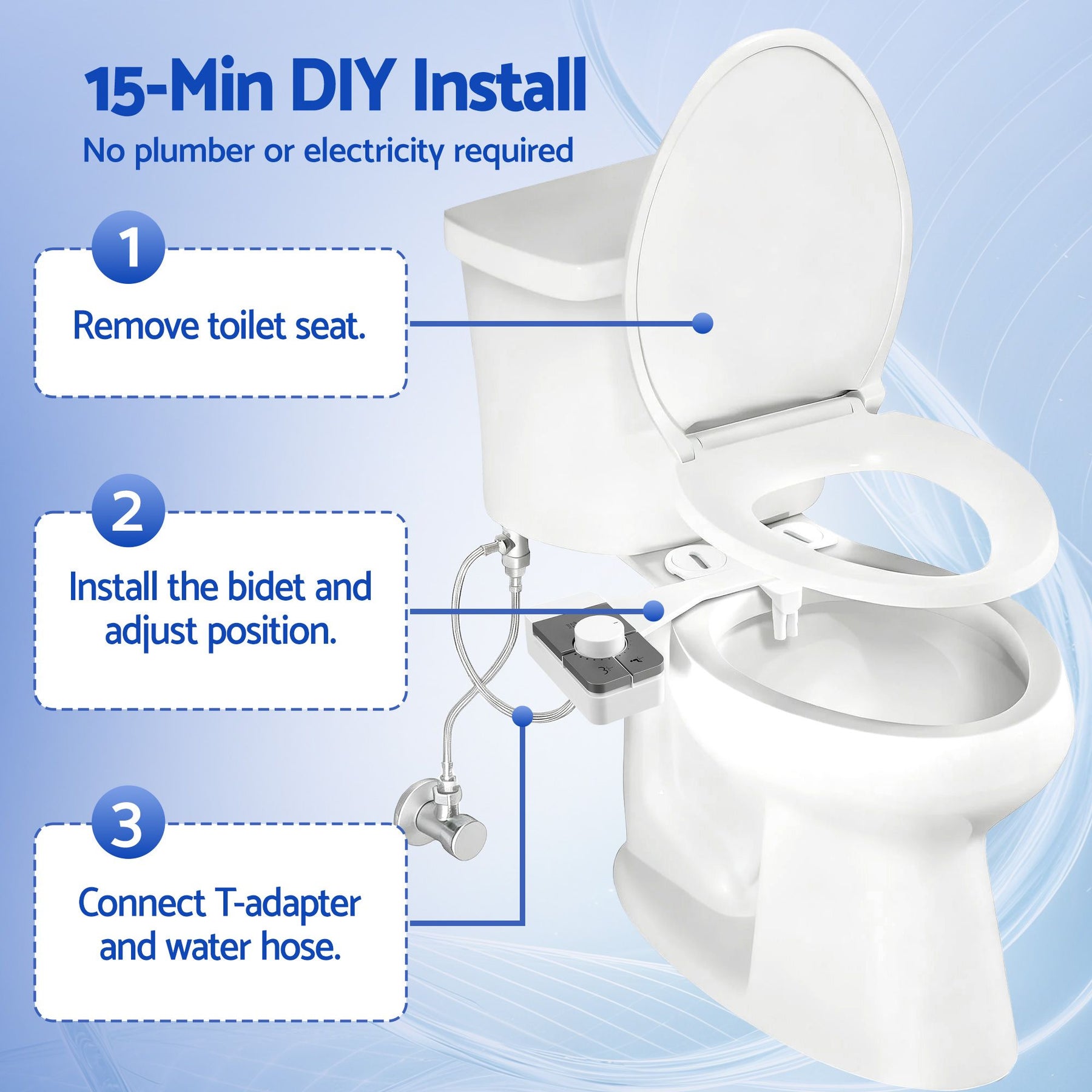 Cefito Non-Electric Ultra-Slim Bidet Attachment Detachable Bidet with Dual Nozzle Frontal & Rear Wash Adjustable Water Pressure Cold Water Toilet Bide - SuperSaverAU - view 7