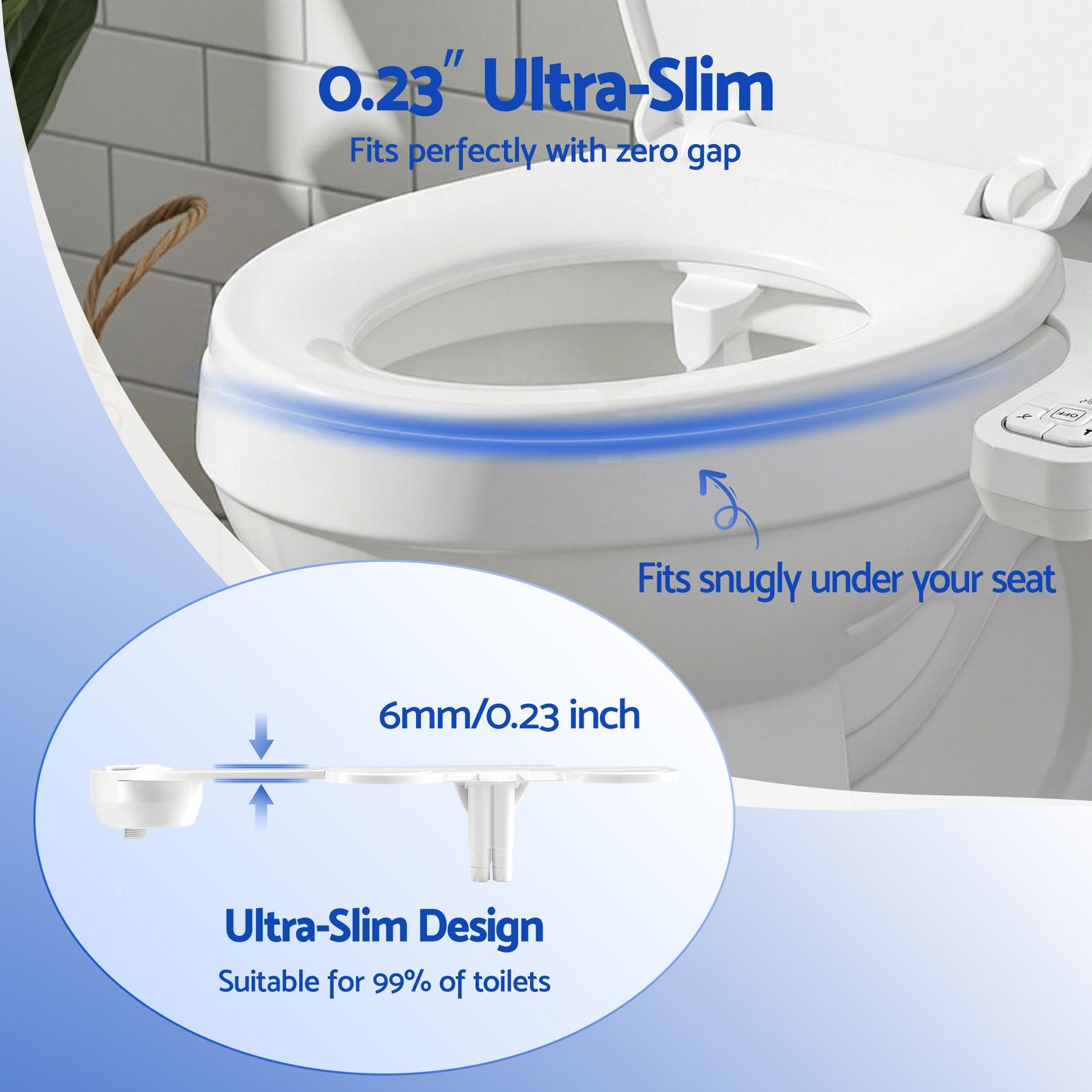 Cefito Ultra-Slim Bidet Attachment Detachable Bidet with Self-Cleaning Dual Nozzle Non-Electric Adjustable Water Pressure, Cold Water Toilet Bide - SuperSaverAU - view 6