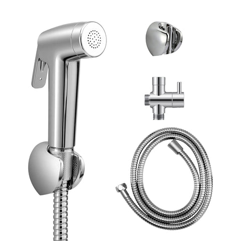 Cefito Handheld Bidet Sprayer for Toilet 1.5m Stainless Steel Hose Jet Spray for Feminine Wash Cloth Diaper Pet Bath Adjustable Pressure Bidet Attachment with G1/2 Valve Silver - SuperSaverAU - view 2