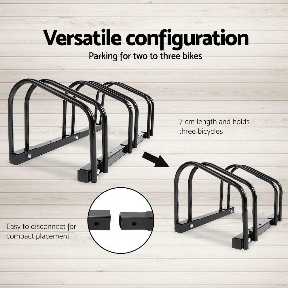 Weisshorn 3 Bike Stand Rack Bicycle Storage Floor Parking Holder Cycling Black - SuperSaverAU - view 4