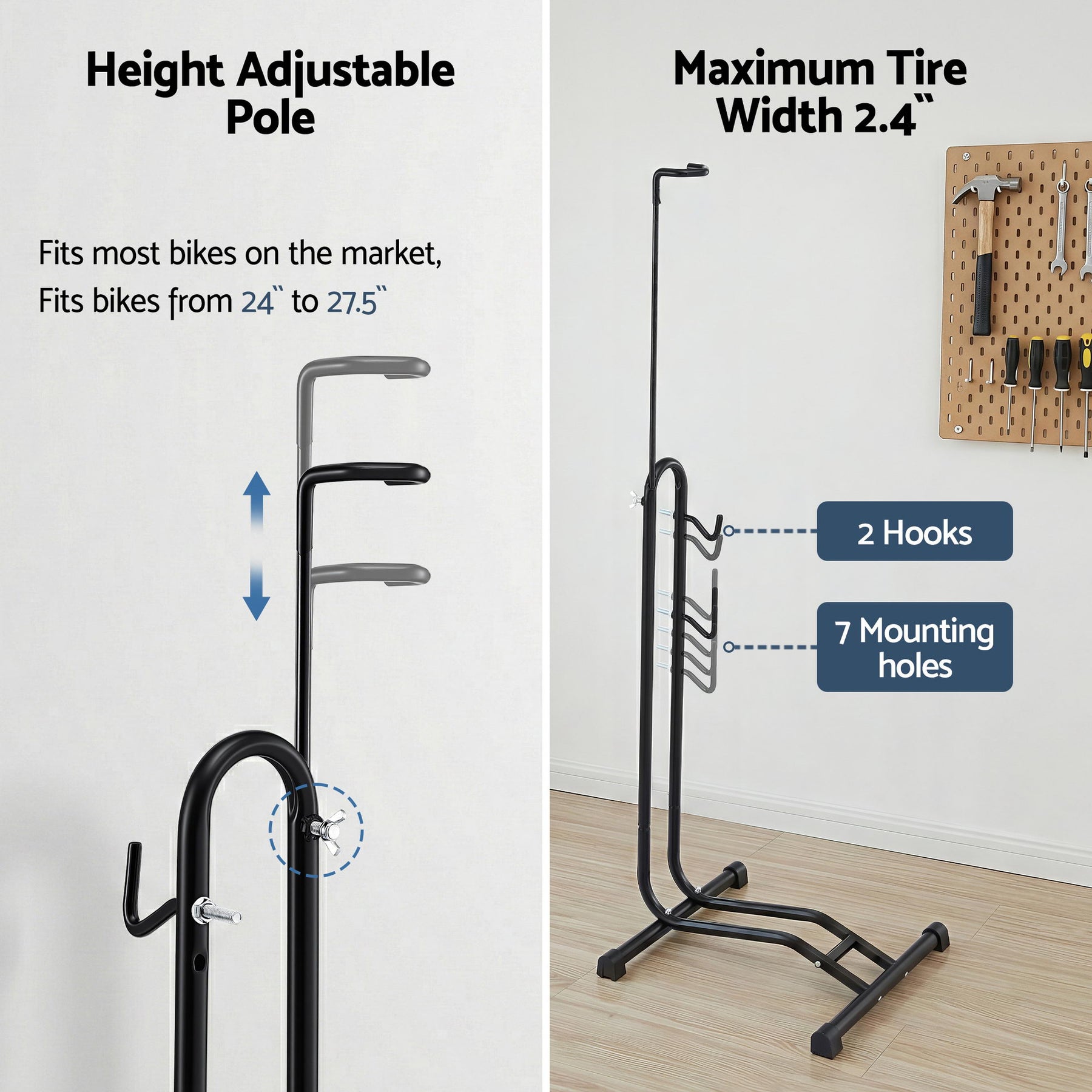 Weisshorn Black 4-in-1 Vertical Bike Stand with Adjustable Height