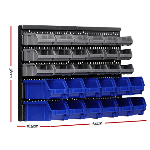 Giantz 30 Storage Bin Rack Wall Mounted - SuperSaverAU - view 2