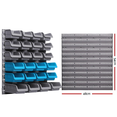 Giantz 44 Storage Bin Rack Wall Mounted Peg Board - SuperSaverAU - view 2