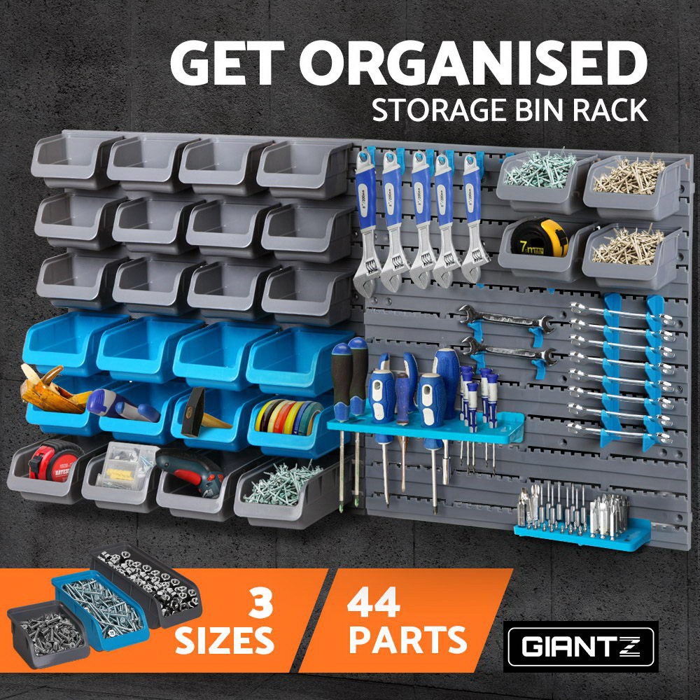 Giantz 44 Storage Bin Rack Wall Mounted Peg Board - SuperSaverAU - view 3