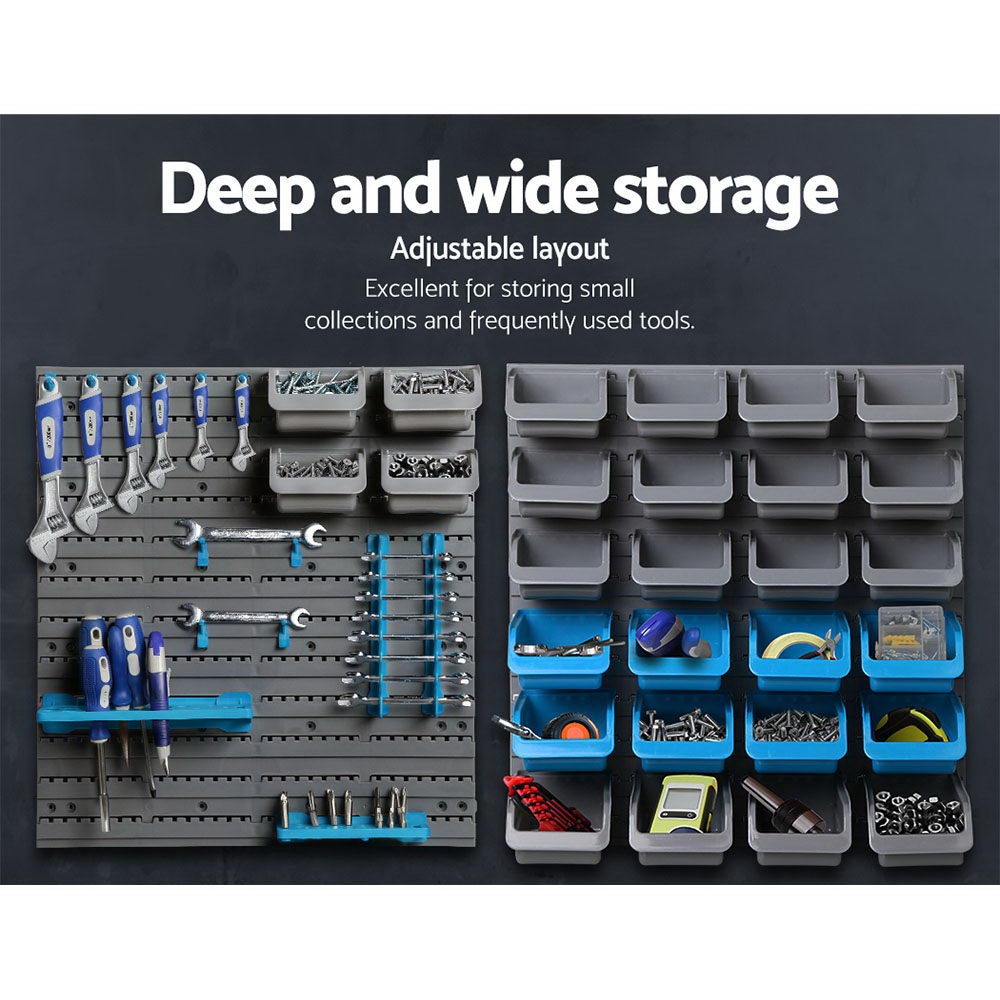 Giantz 44 Storage Bin Rack Wall Mounted Peg Board - SuperSaverAU - view 5