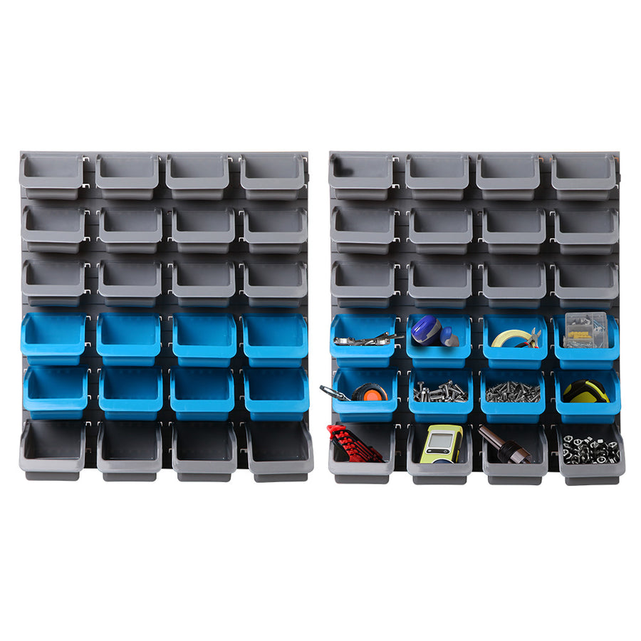 Giantz 48 Storage Bin Rack Wall Mounted Steel Board - SuperSaverAU - view 1