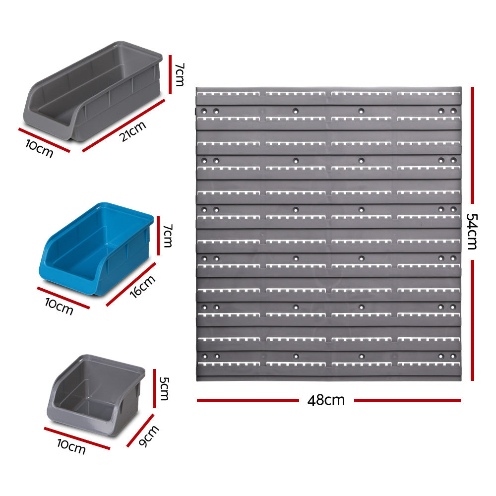 Giantz 48 Storage Bin Rack Wall Mounted Steel Board - SuperSaverAU - view 2