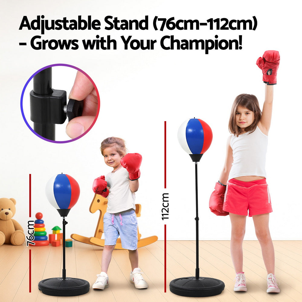 Everfit Kids Punching Bag Stand Set with Gloves, Pump & Adjustable 76-112cm Height