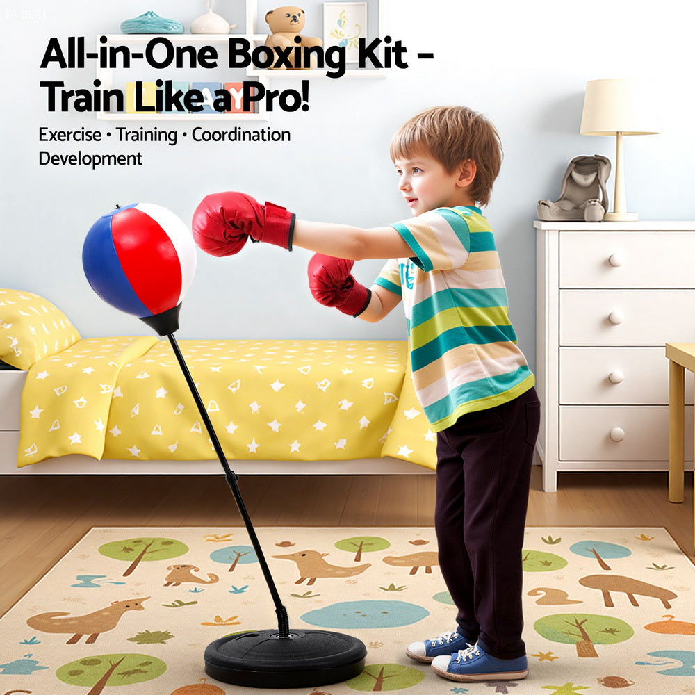 Everfit Kids Punching Bag Stand Set with Gloves, Pump & Adjustable 76-112cm Height