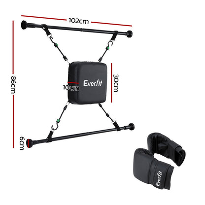 Everfit Doorway Punching Bag Adjustable Apartment Friendly with Boxing Gloves Black