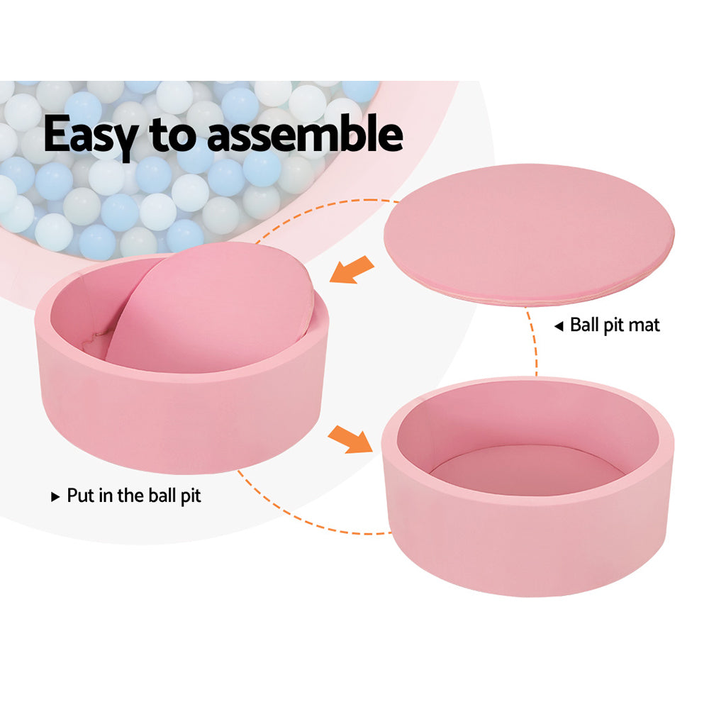 Keezi Kids Ball Pit 90x30cm Pink Foam Play Pool with 200 Balls, EN71 Approved - SuperSaverAU - view 4
