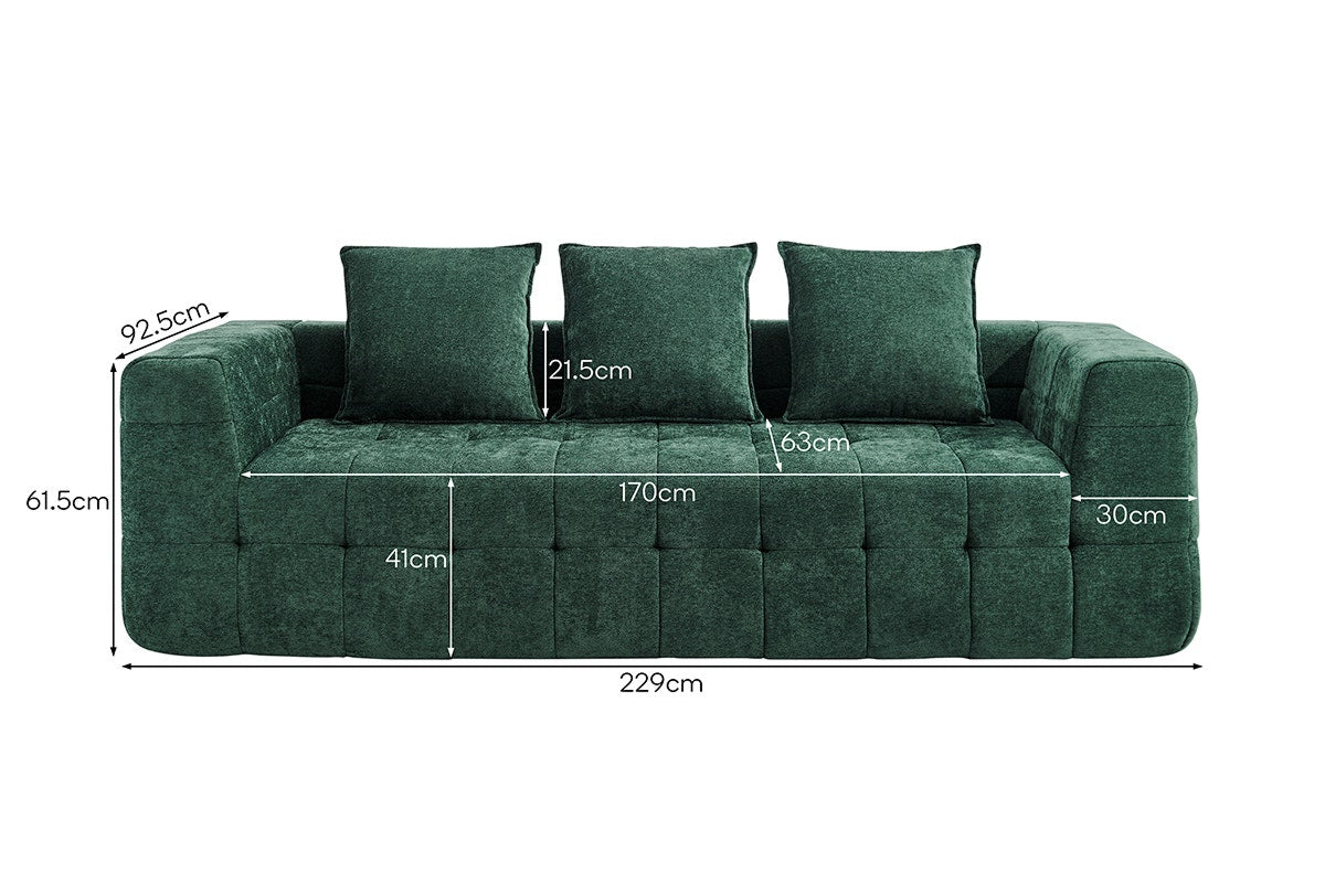 Brosa Cloud 3 Seater Compressed Sofa (Green)
