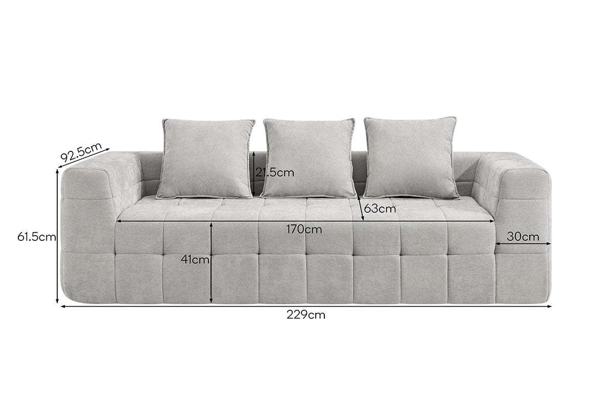 Brosa Cloud 3 Seater Compressed Sofa (Grey)