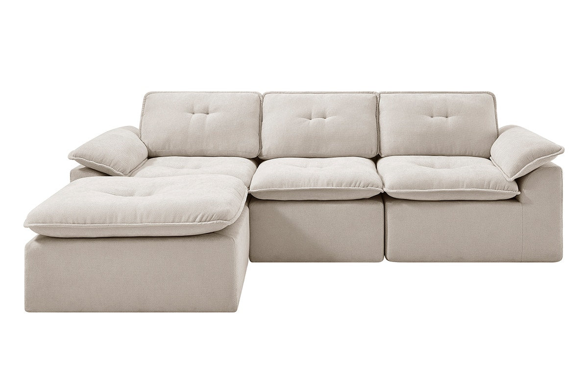 Brosa Castello 4 Seater Compressed Sofa with Ottoman (Beige)