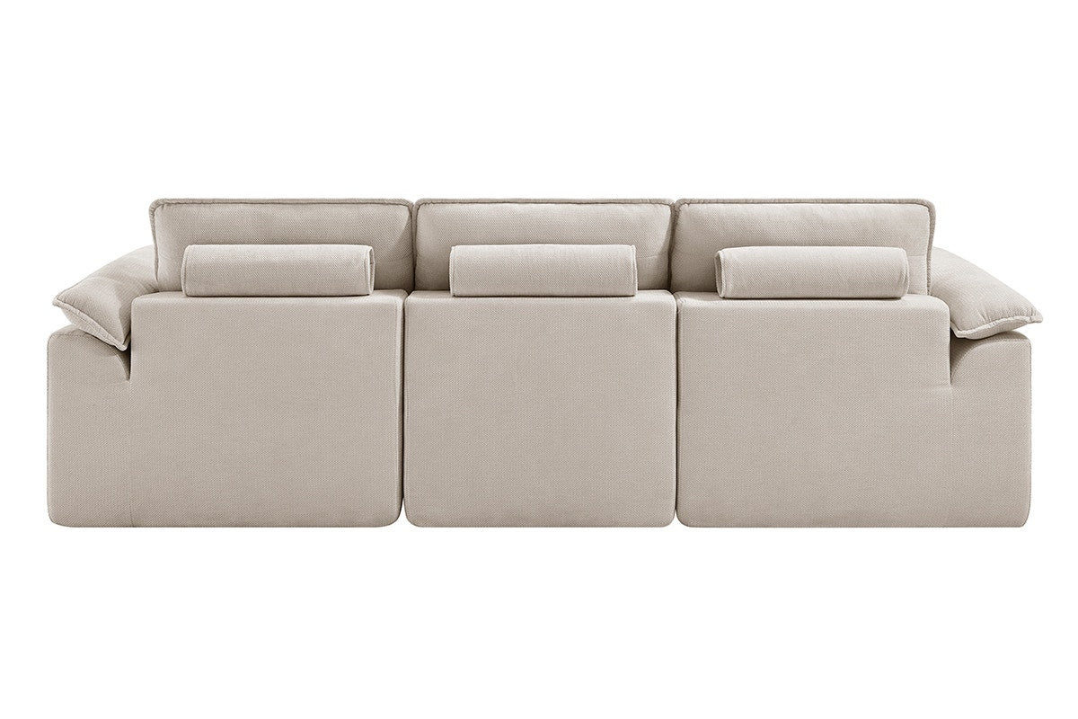 Brosa Castello 4 Seater Compressed Sofa with Ottoman (Beige)