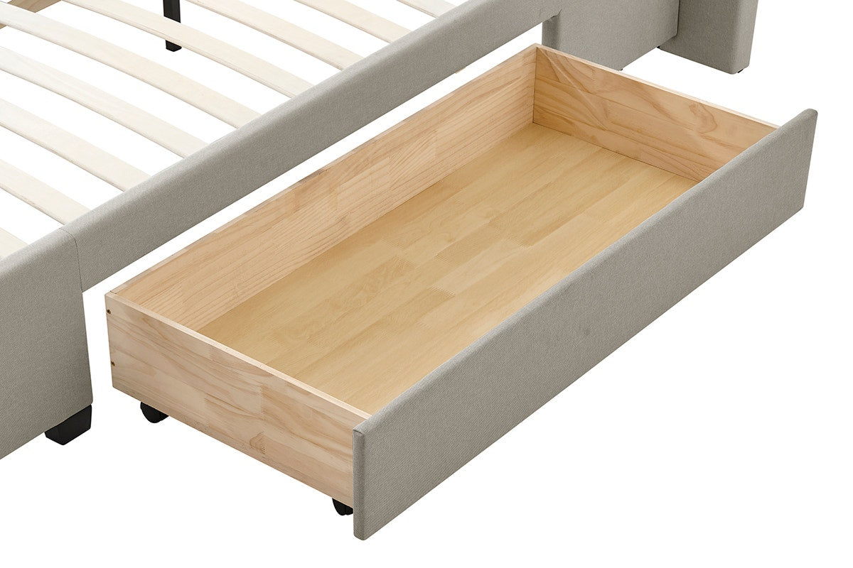Brosa Erisen Storage Bed Frame with Drawers & Tall Headboard (Grey, Double)