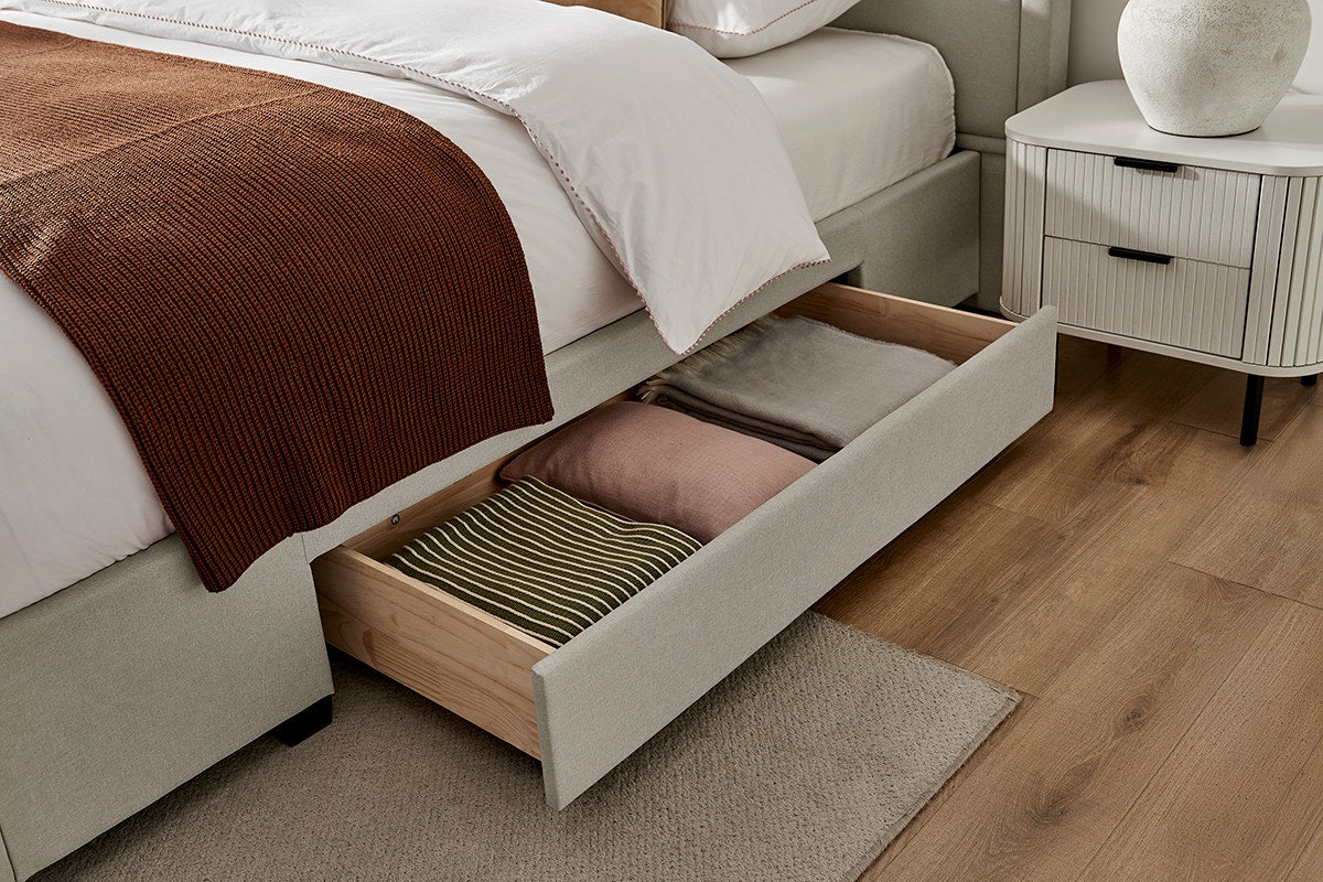 Brosa Erisen Storage Bed Frame with Drawers & Tall Headboard (Grey, King)