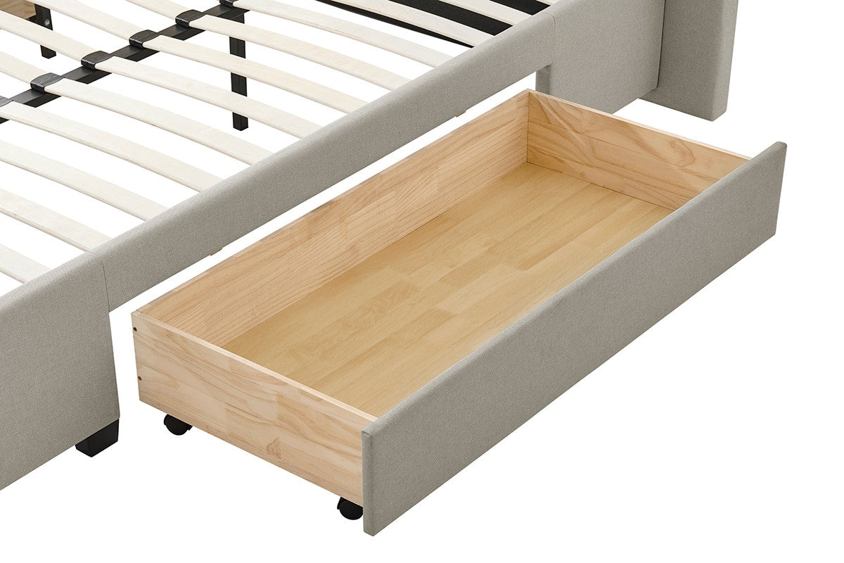 Brosa Erisen Storage Bed Frame with Drawers & Tall Headboard (Grey, King)