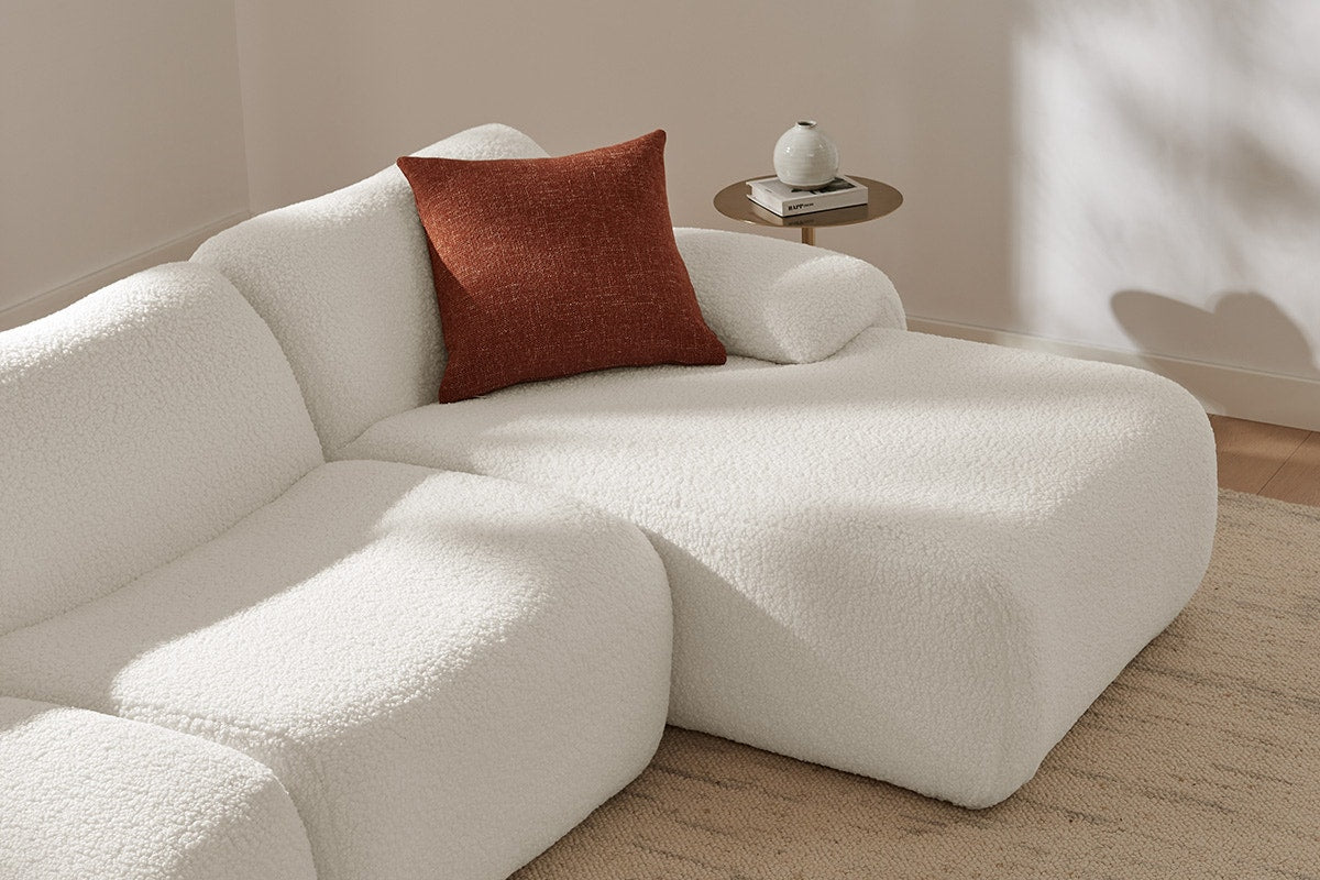 Brosa Grace 4 Seater Compression Sofa with Chaise (White, Left Chaise)