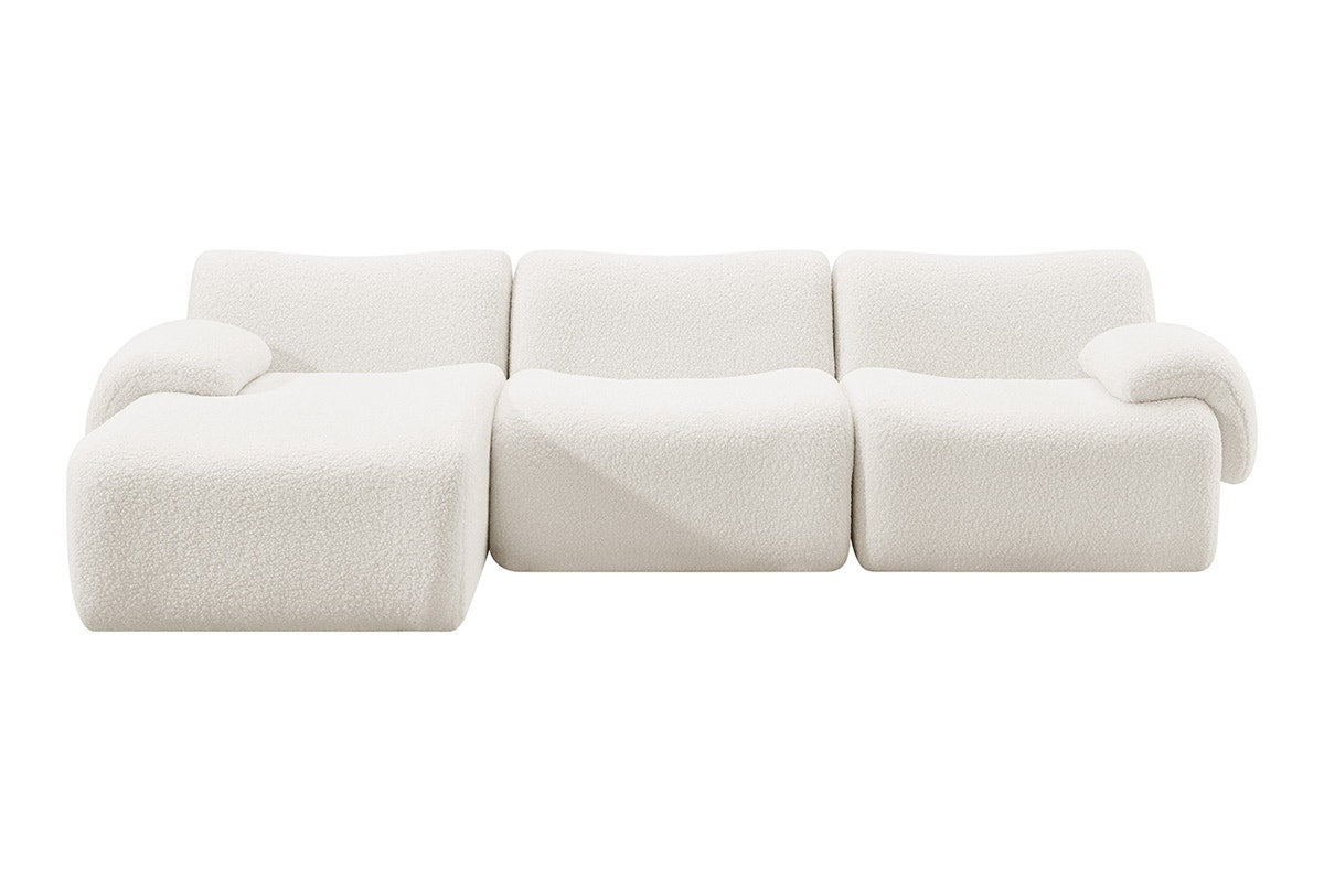 Brosa Grace 4 Seater Compression Sofa with Chaise (White, Right Chaise)