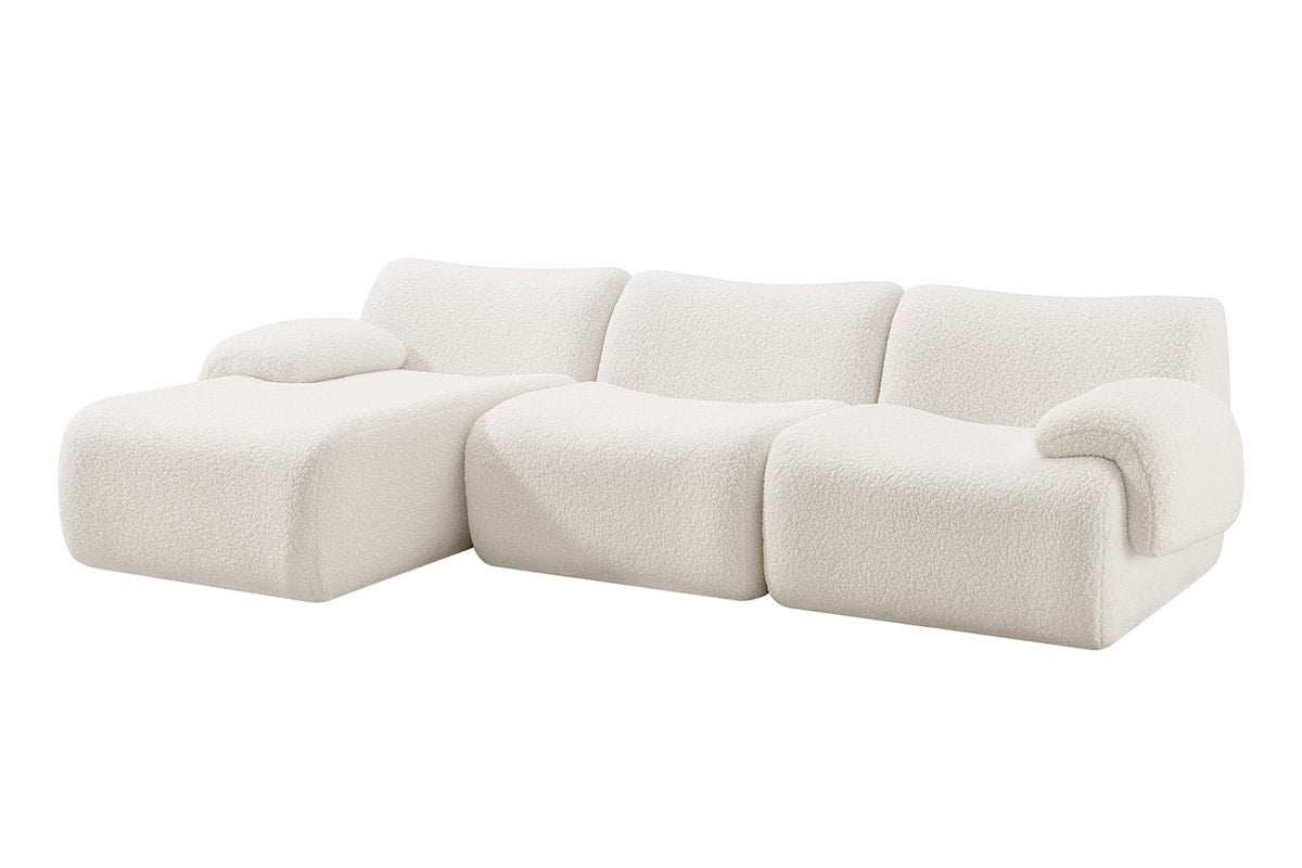 Brosa Grace 4 Seater Compression Sofa with Chaise (White, Right Chaise)