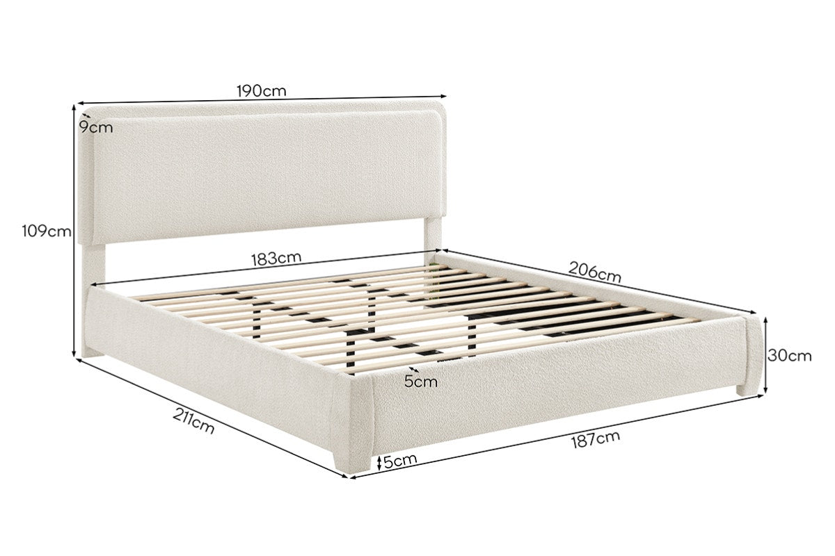 Brosa Havenne Boucle Bed Frame (Cream, King)